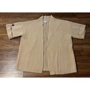Croft & Barrow Women's XL Cardigan Open Front Cotton Brown Tan Sweater Cotton
